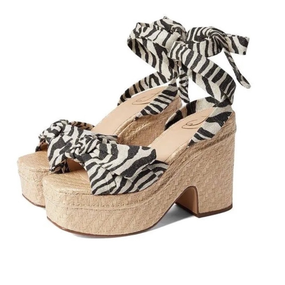 Sam Edelman Black and White Platform Shoes with Zebra Print sz 8 NWT
